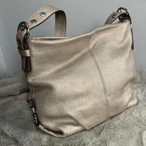 Coach Metallic Silver Leather Crossbody Bag
